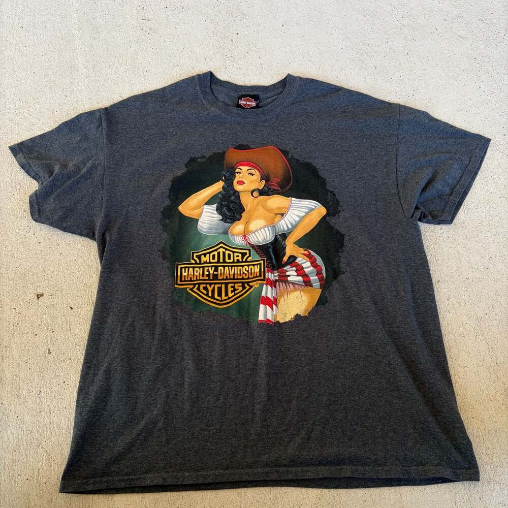 Harley-Davidson Belize Pirate Pinup Girl Graphic T-Shirt Heather Charcoal XL